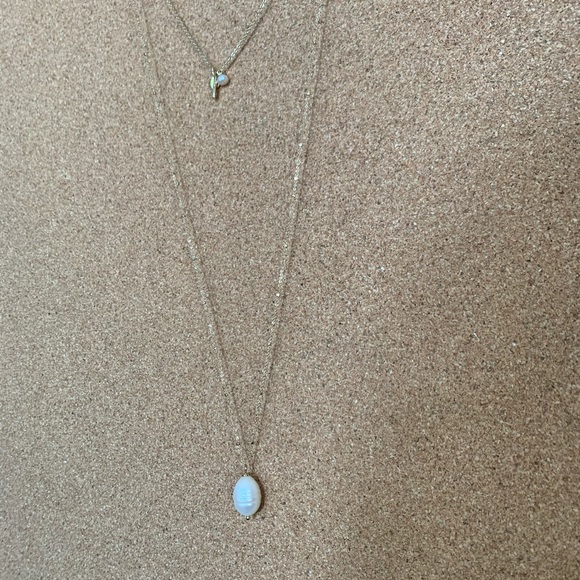 Double necklace with pearl pendant - Picture 2 of 5